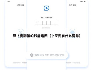 萝卜密聊骗的钱能追回（卜罗密有什么营养）