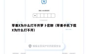 苹果X为什么打不开萝卜密聊（苹果手机下载X为什么打不开）