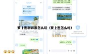 萝卜密聊彩票怎么玩（萝卜密怎么吃）