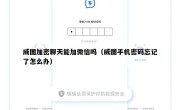 威图加密聊天能加微信吗（威图手机密码忘记了怎么办）