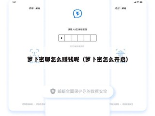 萝卜密聊怎么赚钱呢（萝卜密怎么开启）