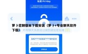 萝卜密聊版本下载安装（萝卜+专业聊天软件下载）