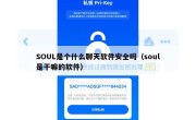 SOUL是个什么聊天软件安全吗（soul是干嘛的软件）
