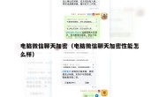 电脑微信聊天加密（电脑微信聊天加密性能怎么样）
