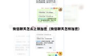 微信聊天怎么上锁加密（微信聊天怎样加密）