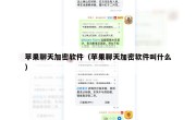 苹果聊天加密软件（苹果聊天加密软件叫什么）