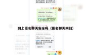 网上匿名聊天安全吗（匿名聊天网战）