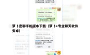 萝卜密聊手机版本下载（萝卜+专业聊天软件安卓）