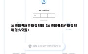 加密聊天软件语音群聊（加密聊天软件语音群聊怎么设置）