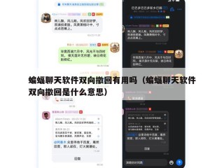 蝙蝠聊天软件双向撤回有用吗（蝙蝠聊天软件双向撤回是什么意思）