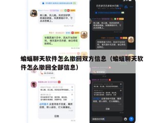 蝙蝠聊天软件怎么撤回双方信息（蝙蝠聊天软件怎么撤回全部信息）