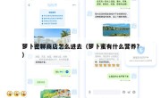萝卜密聊商店怎么进去（萝卜蜜有什么营养?）