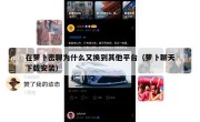 在萝卜密聊为什么又换到其他平台（萝卜聊天下载安装）